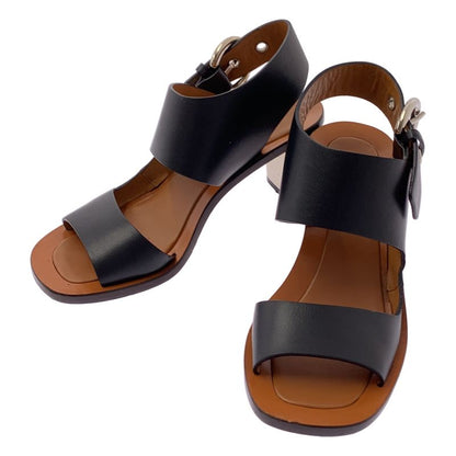 Celine Bambam Phoebe Leather Strap Metal Heel Sandals - 36 - Black Brown -