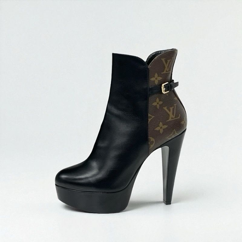 Louis Vuitton Afterglow Line Monogram Boots Short Shoes Leather Black
