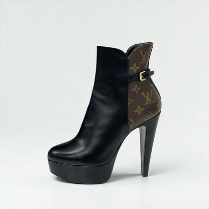 Louis Vuitton Afterglow Line Monogram Boots Short Shoes Leather Black