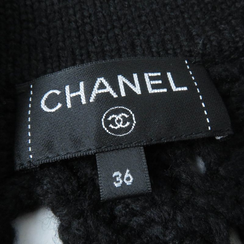 CHANEL P72095k10354 100% Cashmere Openwork Knit Cardigan With Coco Mark Buttons