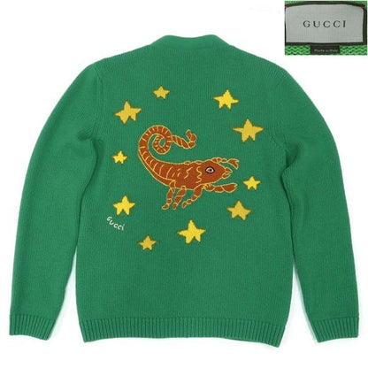 Gucci Cardigan S 175 92 A Wool Green DIY Scorpion Initial Thick