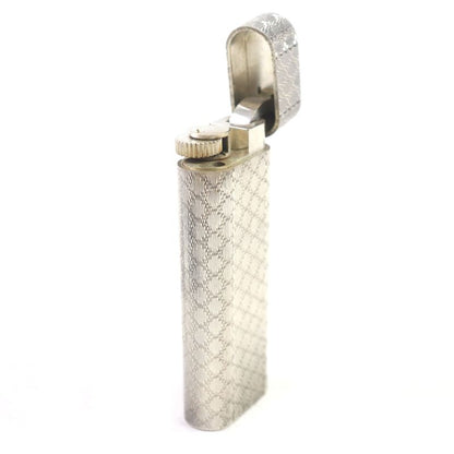 Cartier Oval Checkered Roller Gas Lighter Silver Men's Confirmed Ignition