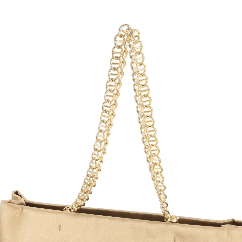 Prada Triangle Logo Chain Shoulder Tote Hand Beige Eie — view 2