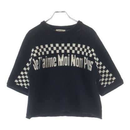 Saint Laurent Paris Taime Moi Non Plus Checkered Pattern Crew Neck Cropped Knit