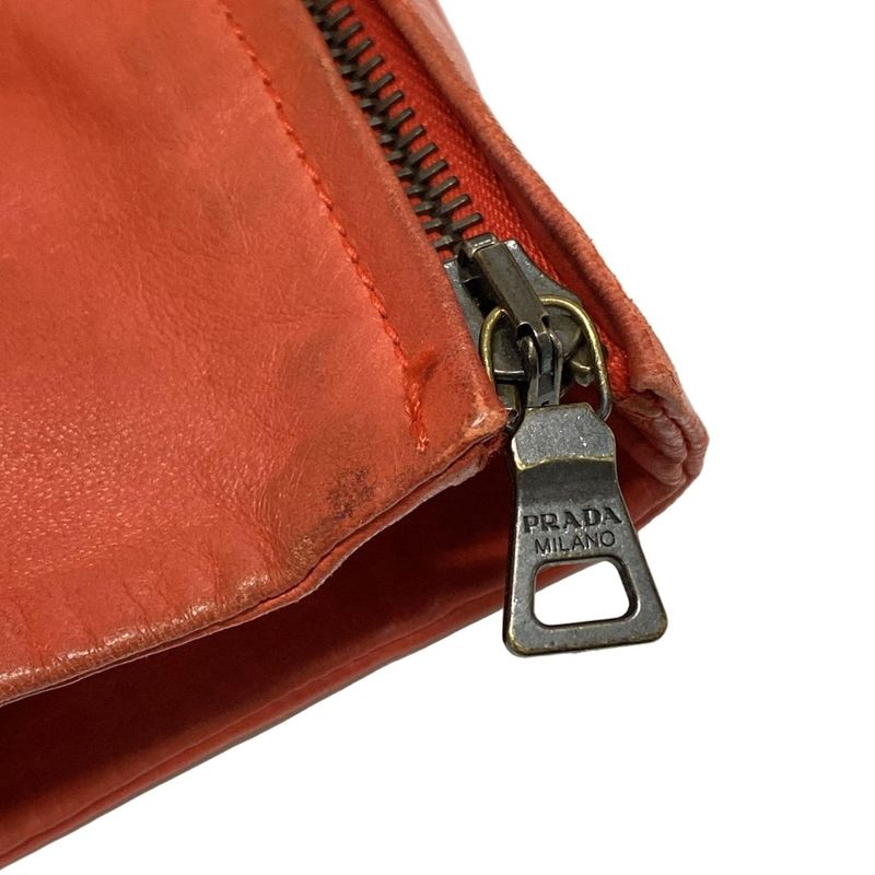 Prada Riders Jacket Size 38 S Women's Orange Lamb Leather / Spring & Autumn