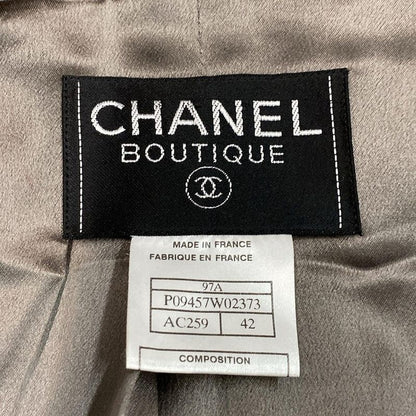 Chanel Coat Size 42 L Women - P09457 Gray Long Sleeves/fur/zip Up/fall/winter