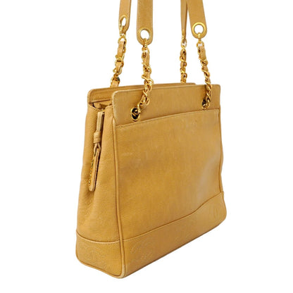 Chanel Shoulder Bag Triple Coco Caviar Leather Beige Gold — view 2
