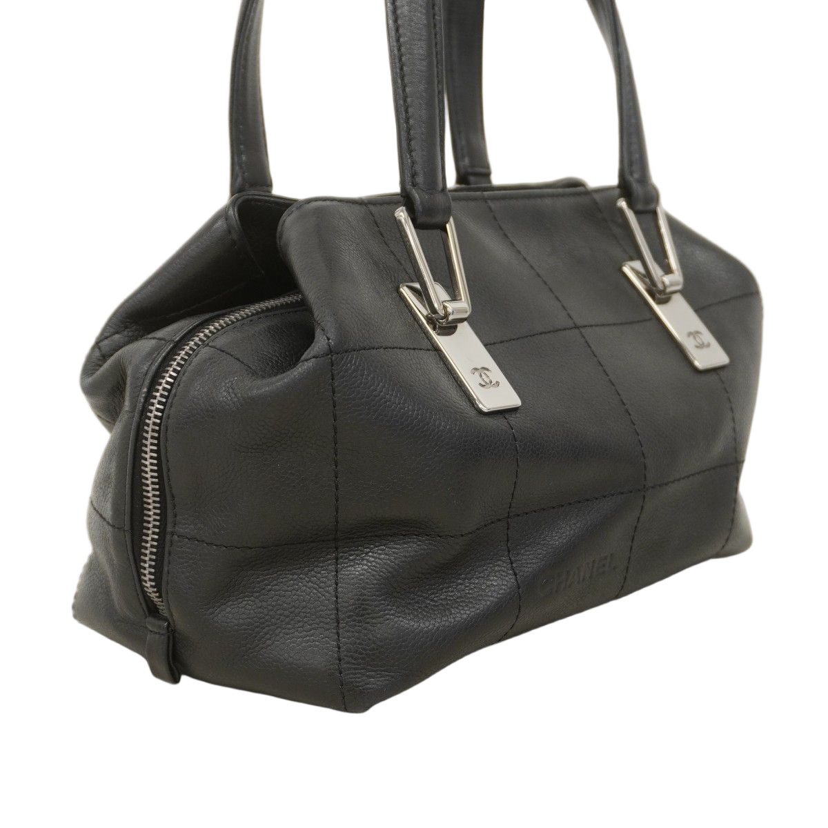 Chanel Handbag Choco Bar Leather Black Silver — view 2