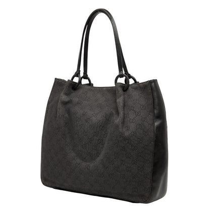 Gucci GG Canvas Tote Handbag 1019220 Black Canvas Leather Ladies Gucci