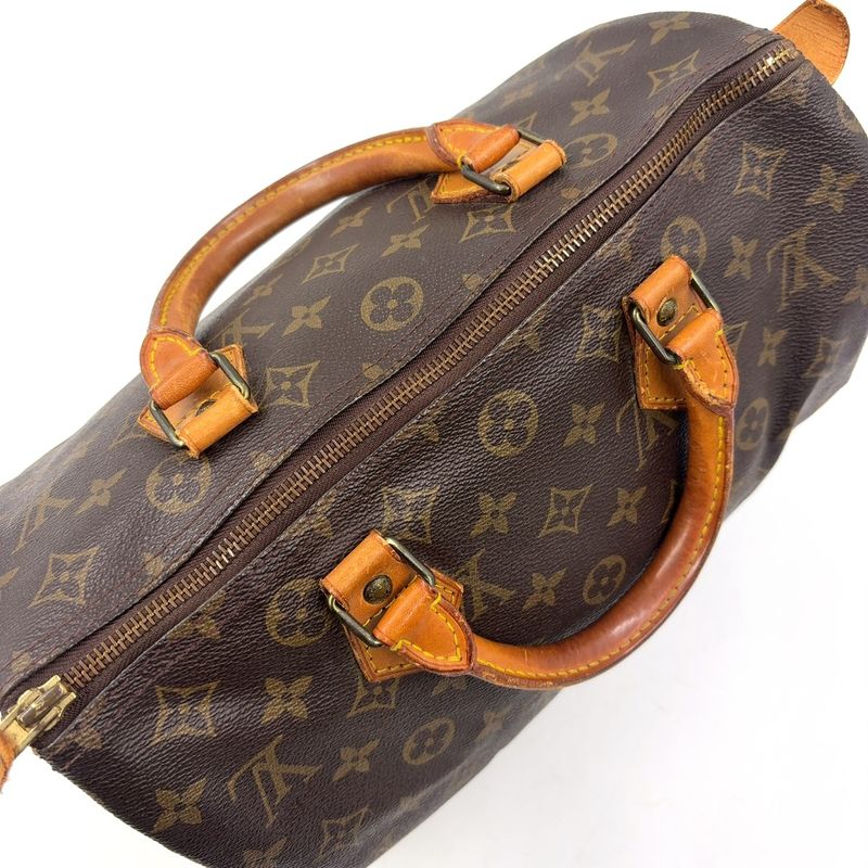 Louis Vuitton Speedy 30 Monogram Leather X PVC Brown Handbag Gold M41526