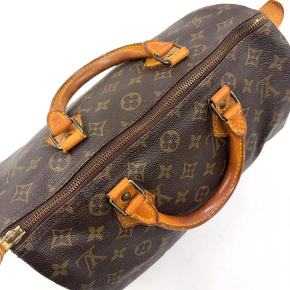 Louis Vuitton Speedy 30 Monogram Leather X PVC Brown Handbag Gold M41526