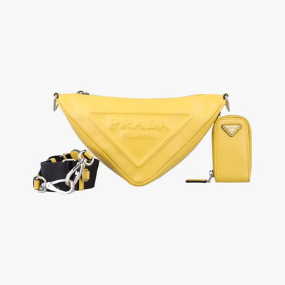 Prada Triangle Embossed Logo Yellow Leather 1bh1907/d
