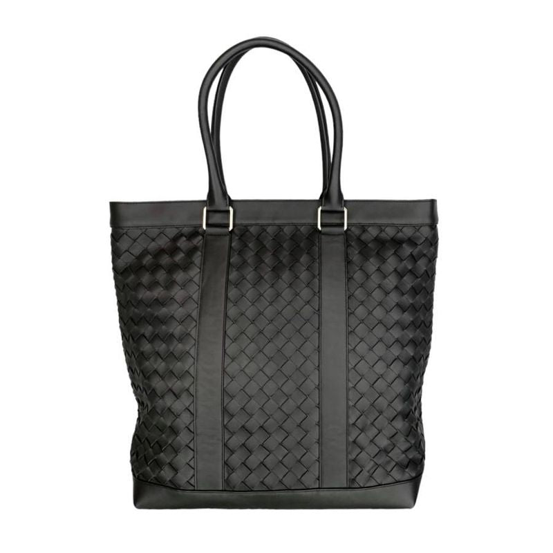 Bottega Veneta Tote Bag Intrecciato Leather Black Silver Hardware Bottega Veneta