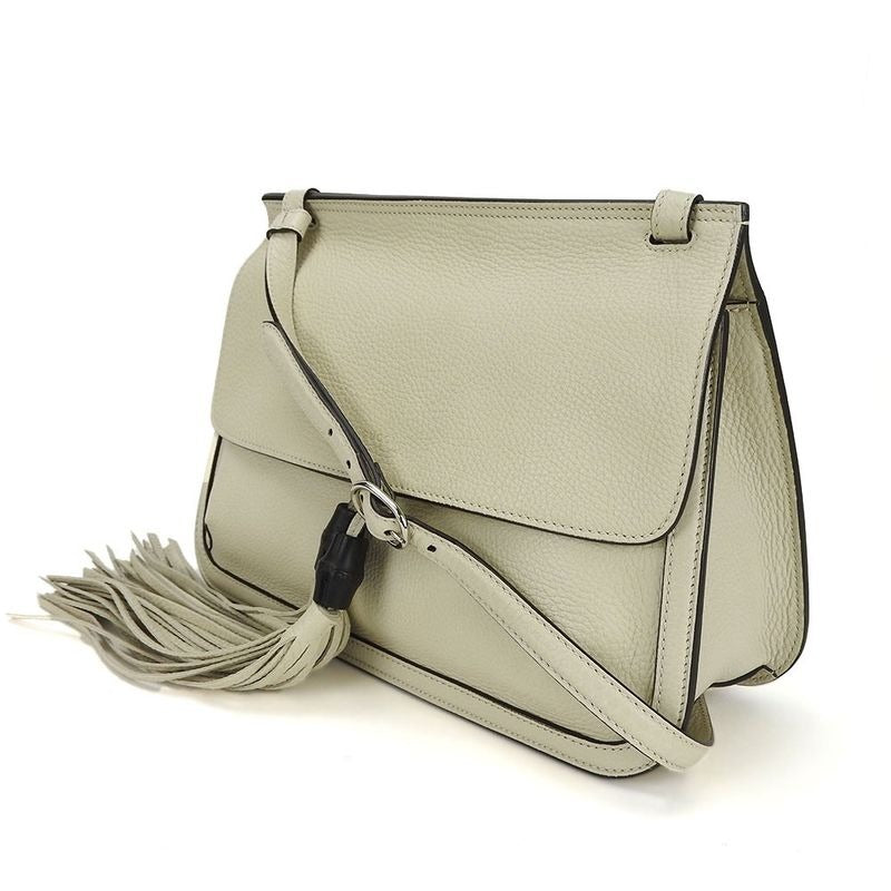 Gucci Shoulder Bag Bamboo Daily Leather Ivory Simple Usual Women