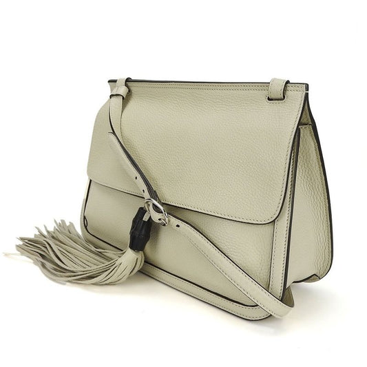 Gucci Shoulder Bag Bamboo Daily Leather Ivory Simple Usual Women