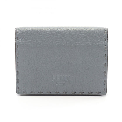 Fendi Card Case Selleria Blue Gray Leather Business Holder