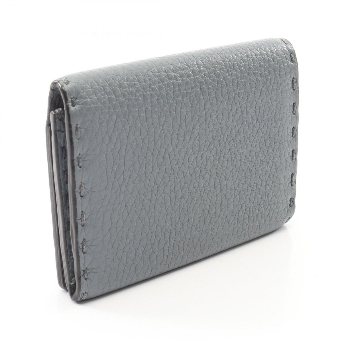 Fendi Card Case Selleria Blue Gray Leather Business Holder — view 2