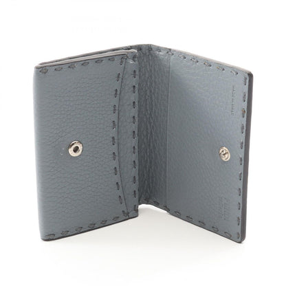 Fendi Card Case Selleria Blue Gray Leather Business Holder — view 3