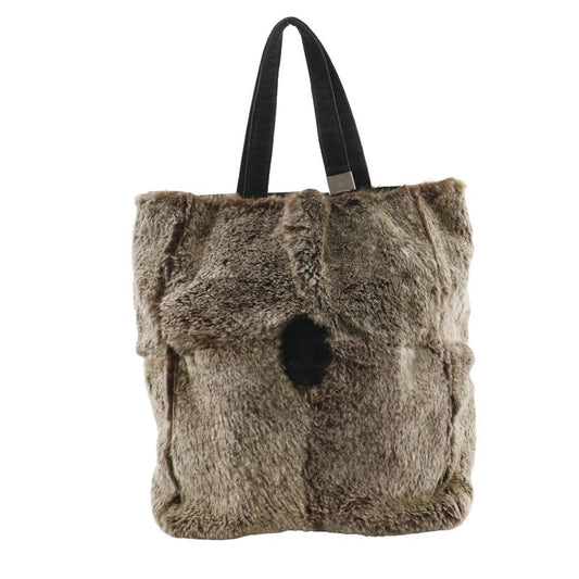 Chanel Coco Mark Tote Bag Rabbit Fur Brown Ladies Handbag