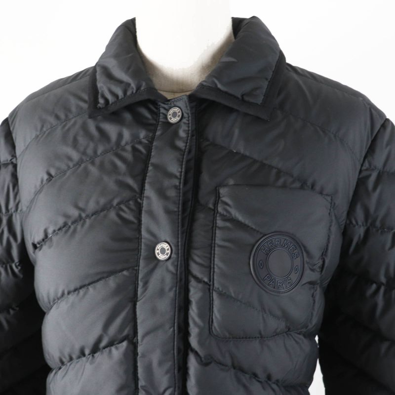 Hermes 23-24aw 3h0185da Serie Button Serie Rubber Patch Cotton Down Jacket