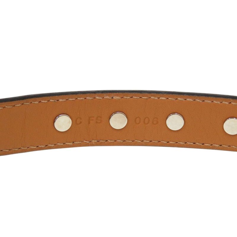 Hermes Carnaby Canvas/leather Brown Silver Hardware Engraved C (2018) Necklace