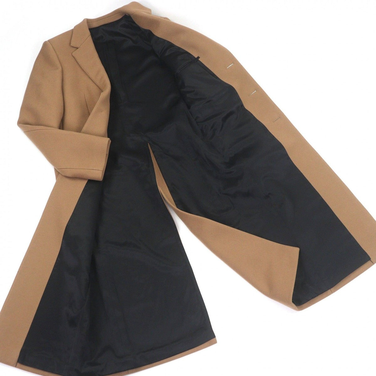 Celine 30% Cashmere Logo Button Chesterfield Coat Long Brown 44 — view 3