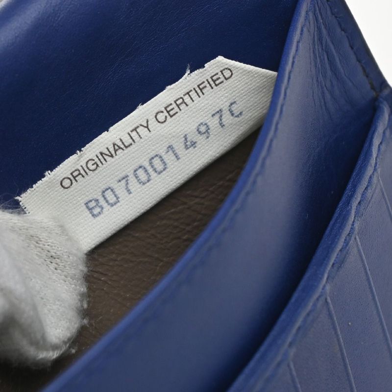 Bottega Veneta Long Wallet Intrecciato Fold Wallet Blue Leather 39kb006