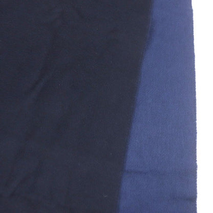 Hermes 100% Cashmere Logo Embroidery Embroidered Fringe Scarf Shawl Navy With