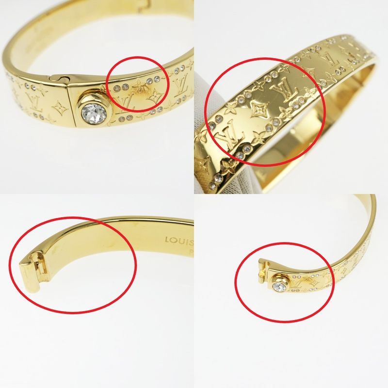 Louis Vuitton Rigid Bracelet Nanogram Strass M64860 Gold S Bangle