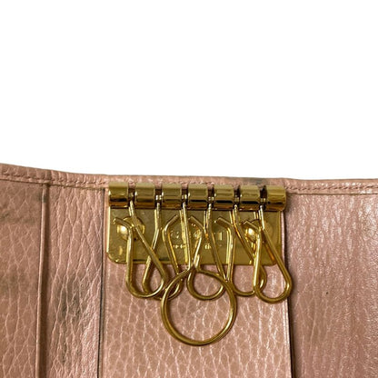 Gucci Key Case GG Marmont 456118 Pink Beige 6 Hooks Leather