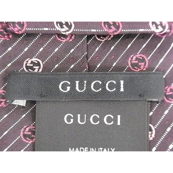 Gucci 100% Silk Tie Gentlemen Business Brown and Pink Av8835 — view 3