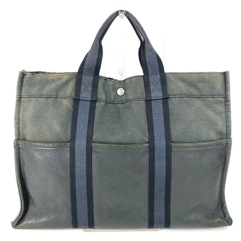 Hermes Handbag Fourre Tout MM Leather Canvas Black