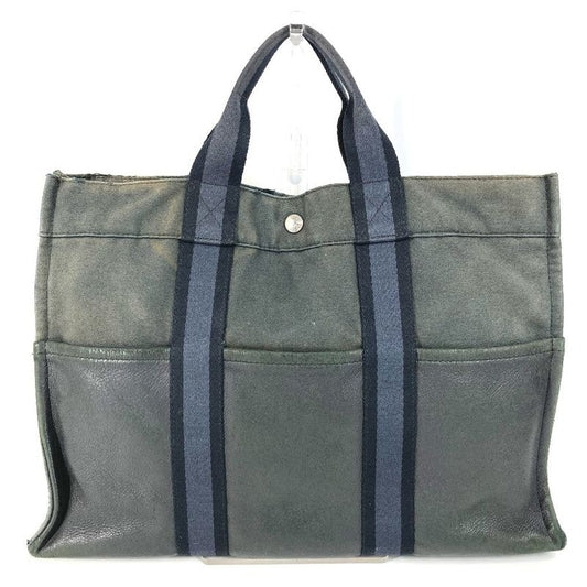 Hermes Handbag Fourre Tout MM Leather Canvas Black