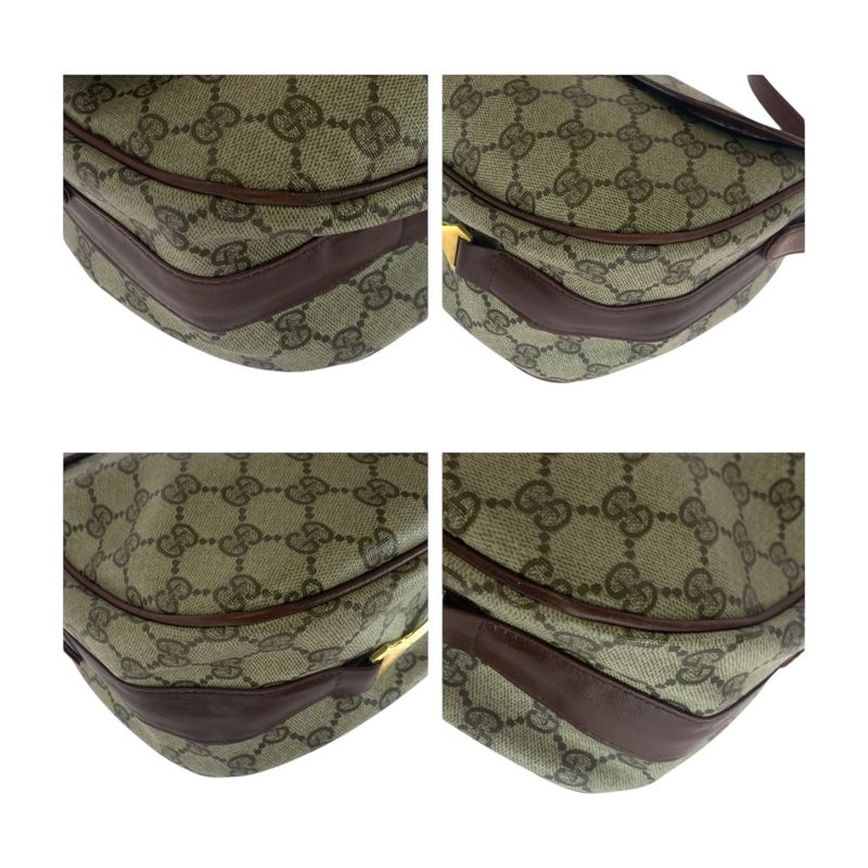 Gucci Vintage Old Gucci Beige Brown Gold Hardware GG Supreme Canvas Crossbody