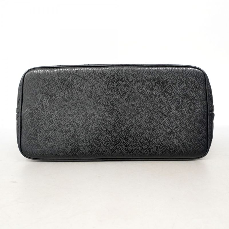 Chanel Tote Bag Revival Tote Caviar Skin Black Silver Hardware Women's