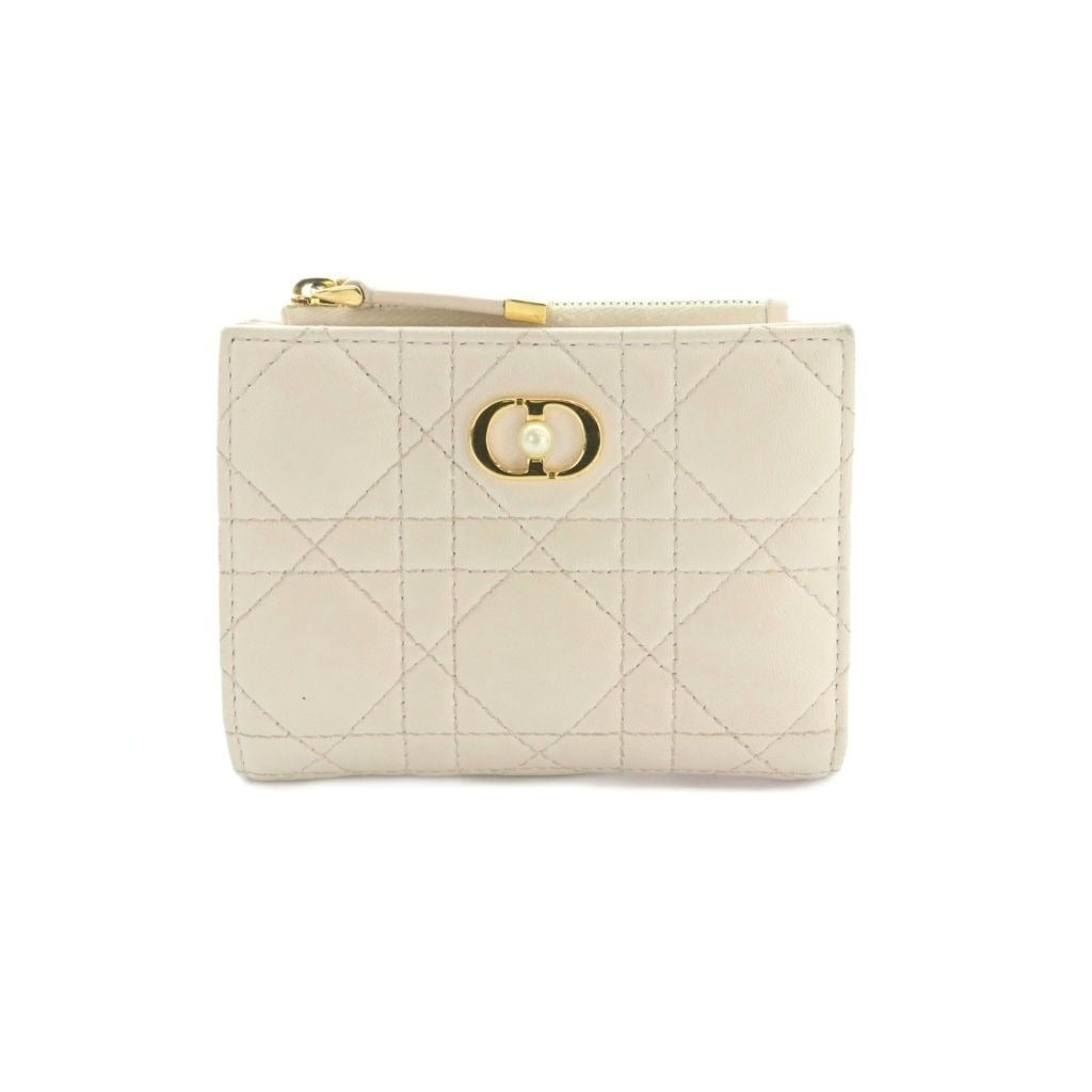 Dior le Jolie Dahlia Wallet Bifold Coin Purse Cannage Stitching Light Pink