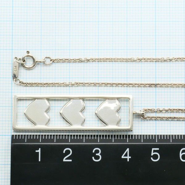 Tiffany & Co Triple Heart Silver Necklace Box Bag Total Weight Approx 92g