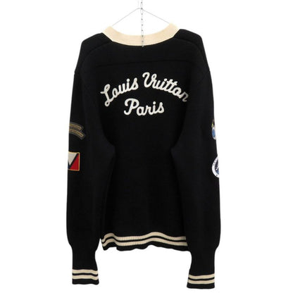 Louis Vuitton Badge Wool Size 4L Black Knitted Cardigan Black LV 0906 Louis