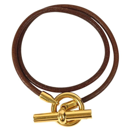 Hermes Bracelet Grennan Logo Double Leather Brown