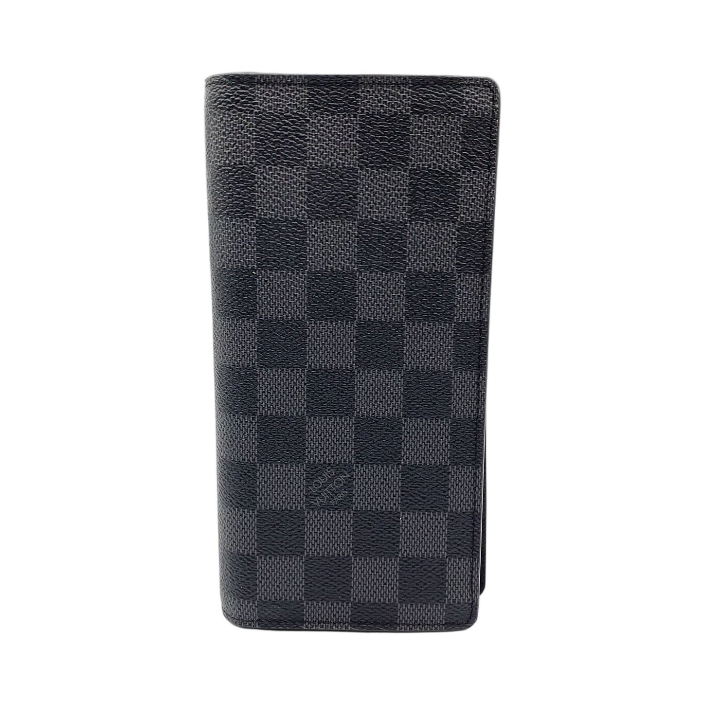 Louis Vuitton Portefeuille Brazza Taiga Initial Leather Black Bifold Wallet