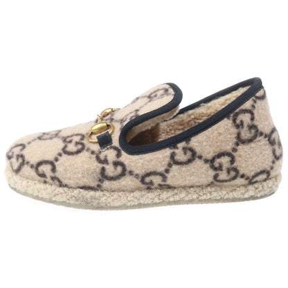 Gucci GG Shearling Horsebit Low Cut Shoes Slip on Beige