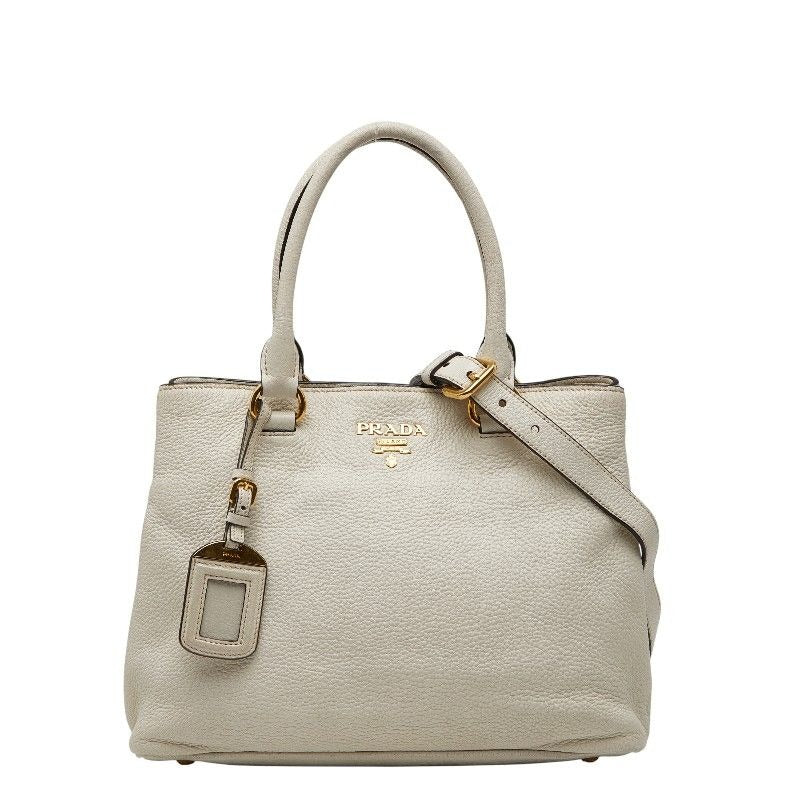 Prada Shoulder Bag 2-Way White Leather