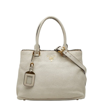 Prada Shoulder Bag 2-Way White Leather