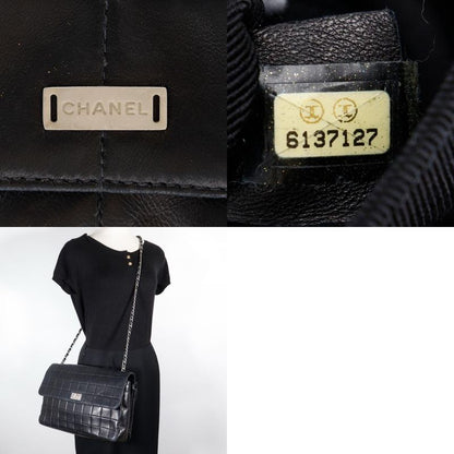 Chanel 2.55 Chocolate Bar Chain Shoulder Vintage Lambskin Black Women Shoulder