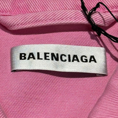 Balenciaga 21ss Front Logo Dyed Pink Denim Jacket 594386 Tew37 32 Pink X Black