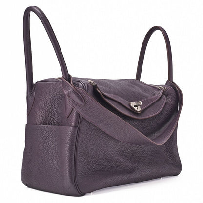 Hermes Lindy 34 Shoulder Bag Taurillon Clemence Raisin (silver Hardware)