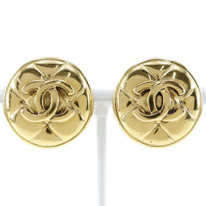 Chanel Coco Mark Matelasse Vintage Gold Plated Ladies 18.1g Earrings