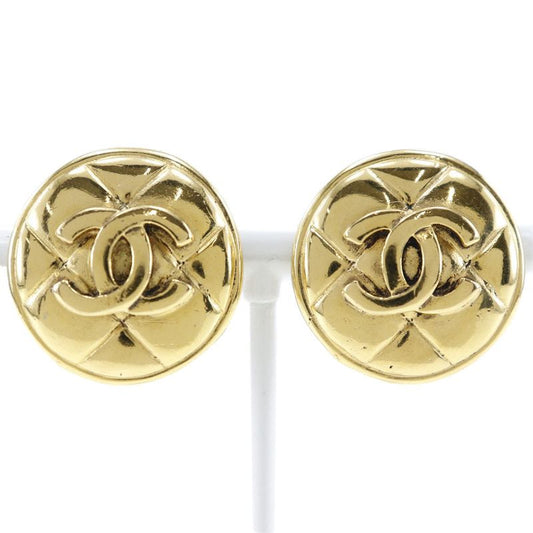 Chanel Coco Mark Matelasse Vintage Gold Plated Ladies 18.1g Earrings