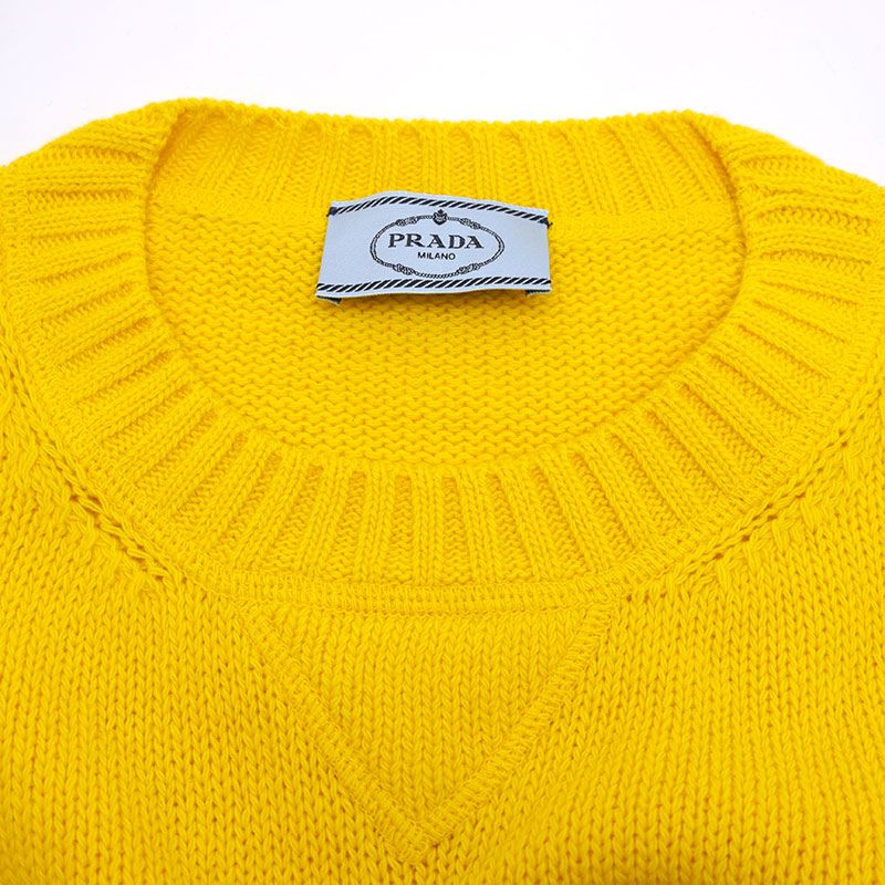 Prada Front Logo Sweater Knit P24g1v 42 Yellow