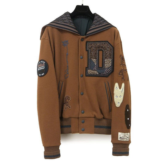 Dior Cactus Jack Baseball Blouson Jacket Sailor Collar XS Brown